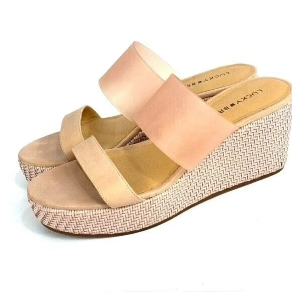 Lucky Brand Brindia Pink Rose Slip On Platform Wedge Shoes Size 10 Boho